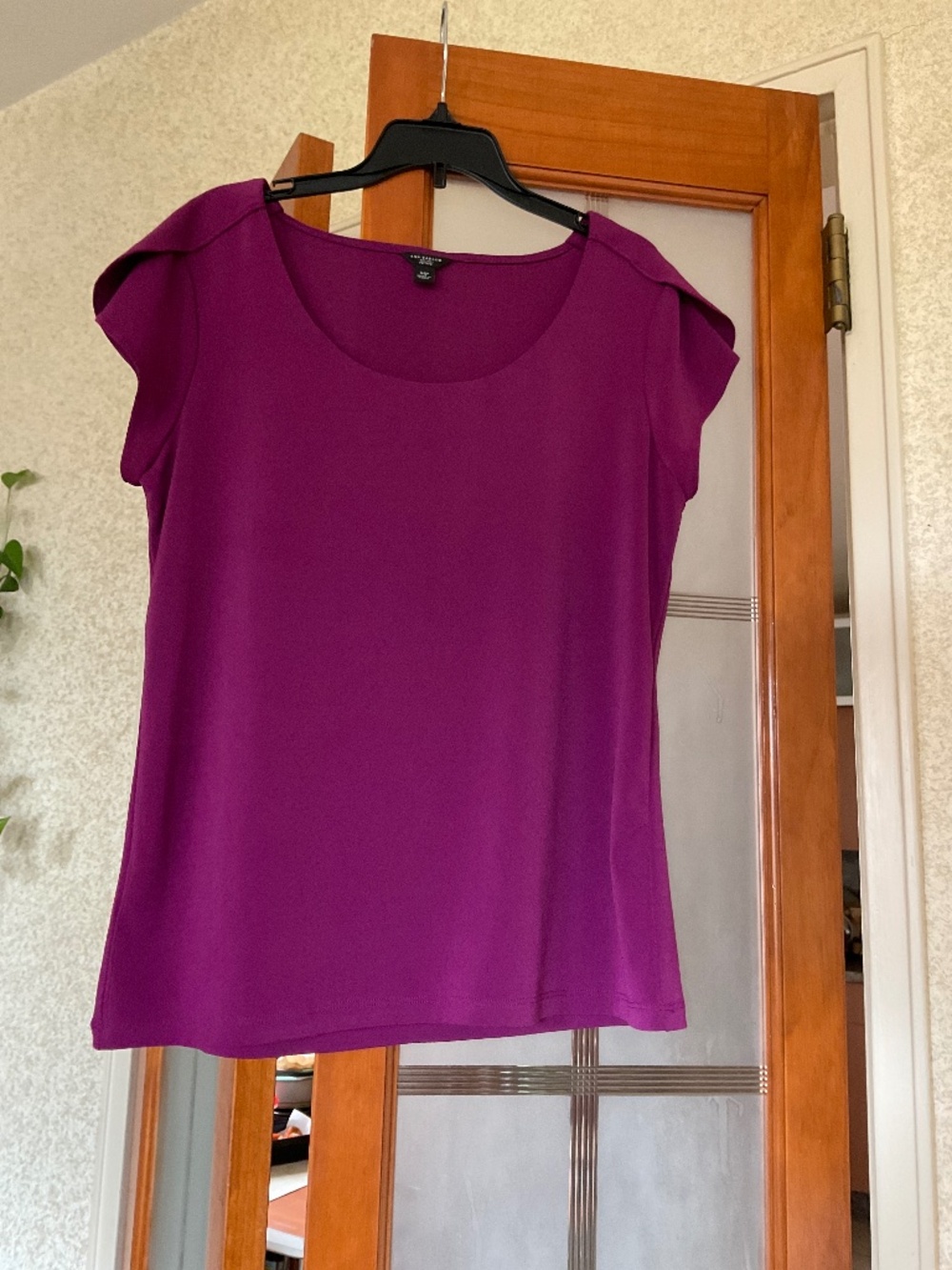 Ann Taylor Petite purple short sleeve blouse